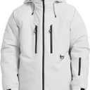 Mens Waterproof Ski Jacket Snow Coats Mountain Snowboarding Windbreaker Hooded Parka (XX-Large, White)
