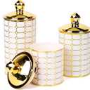 BigKing 3 Piece Plastic Canister Set for the Kitchen Counter - Sugar and Flour Containers with Airtight Lids for Countertops, Coffee and Tea Storage, Farmhouse Decor (Half Circle Lid)