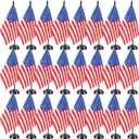 Hahafelt 24 Pcs American Desk Flag Set Small USA Flags for Table with 13" Black Pole, Black Base and Spear Top, American Flag for Home Office Party Festival Celebrations Decor