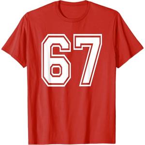 Number 67 Numbered Uniform Sports Jersey Team 67th Birthday T-Shirt M