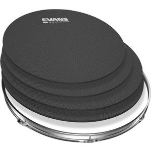 Evans Soundoff Drum Mute Pads - Full Box Drum Pad Set - Drum Mutes Pack - 4 Tom/Snares - Great for Silencing Drum Kits to Practice - Standard Box Set - 4-Pack