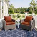 MIULEE Burnt Orange Outdoor Seat Cushion 24x24 Inch Waterproof & 3 Year Fade Resistant Deep Seat and Back Cushion for Patio Furniture Chair Sofa Couch with Handle and Adjustable Straps