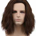 karlery Men Fluffy Short Curly Brown Wig Halloween Cosplay Wig Anime Costume Wig (1)