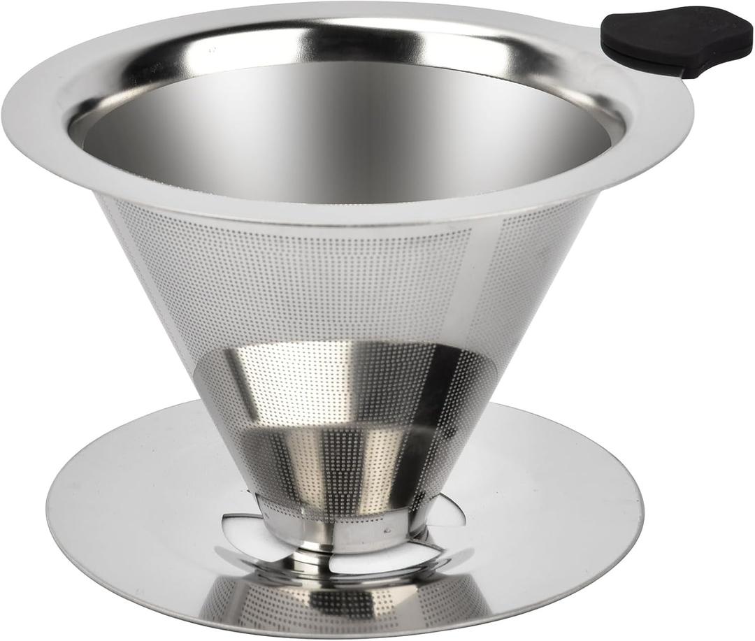 Pour Over Coffee Dripper Stainless Steel Reusable Filter Paperless Cone Coffee Maker Dripper for 1-2 Cup