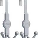 OHIYO Over The Door Hooks, 2 Pack Door Hanger Hooks for Hanging Clothes, Towels, Hats, Coats, Bags, and More in Your Living Room or Bedroom, Over The Door Hanger (Grey -37mm (1.45"))
