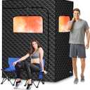 Upgraded 2 Person Portable Steam Sauna, Portable Sauna Box for Home, Home Sauna Tent Full Body, 1000W 2.6L Steam Generator, 99 Minute Timer, 2 Folding Chair, Remote Control Included (Black)
