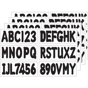 4 Sets 3" Alpha-Numeric Registration Identification Numbers Stickers for Boat Car Mailboxes Window Door Signs Address Number Waterproof Decor Black