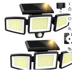 2 PACK SZRSTH Solar Lights Outdoor - 210 LED 2500LM Waterproof Motion Sensor Security Lights with Wireless Remote Flood Lights for Patio Garage Yard Entryways