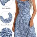 HUHOT Summer Sun Dresses for Women 2025 Adjustable Square Neck Sleeveless Midi Floral Graduation Beach Casaul Sundresses,. S