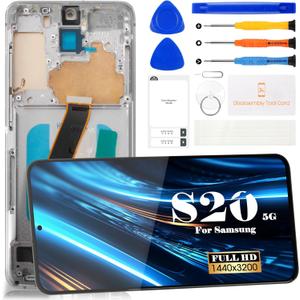 Incell for Samsung S20 5g Screen Replacement for Samsung Galaxy S20 5g LCD Digitizer Repair Kits for Samsung SM-G981 Touch Screen Display Assembly Replacement with Frame (Cosmic Grey) Incell for Samsung S20 5g Screen Replacement for Samsung Galaxy S20 5g LCD Digitizer Repair Kits for Samsung SM-G981 Touch Screen Display Assembly Replacement with Frame (Cosmic Grey)