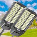 Solar Street Lights Outdoor,5000W Solar Street Light with Motion Sensor,7000K Dusk to Dawn Security Flood Lights IP66,Fence Solar Lights Outdoor Waterproof, Yard, Driveway, Farm, XL-2 Pack