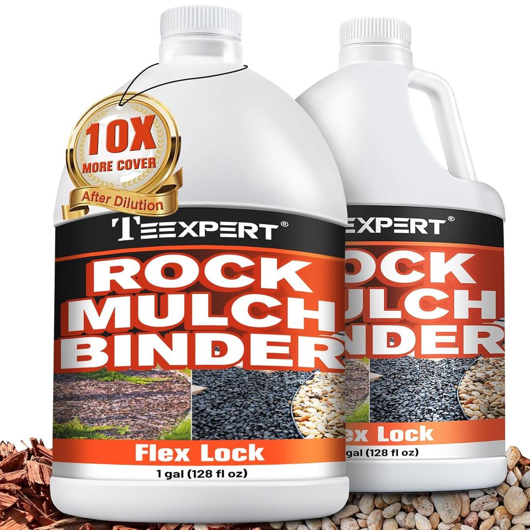 Mulch Glue, Rock Glue for Landscaping, Pea Gravel Binder 2 Gallon Max Cover, Strong Mulch Anchor, Rock Lock Landscape Adhesive for Slopes, Flower Beds, Driveway Edges, Fast Dry & Safe for Plants Pets