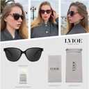 LVIOE Cat Eye Polarized Sunglasses for Women Trendy Classic Retro Shades with UV400 Protection for Driving Fishing LS1205 (A3 Black Brown/Grey)