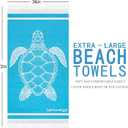 Genovega Oversized Cotton Turkish Beach Towels 72"x36" Lightweight Quick Dry Sandless Pool Swim Towel Large No Sand Adult Travel Compact Blanket Essentials Cruise Accessories Must Haves Blue Turtle, 72.00" x 36.00"