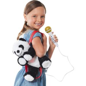 Singing Machine Portable Karaoke Machine for Kids, Plush Toy Backpack with Microphone - The Sing Along Crew, Big Pand (Black & White) - Built-In Karaoke Speaker with Songs, Sound Effects, & Recorder