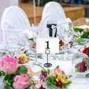 TecUnite 24 Pieces 3.35 Inch Table Number Holder Place Card Photo Holder Picture Name Menu Clips Memo Cards Stand for Wedding Reception Anniversary Birthday Party Centerpieces (Black)