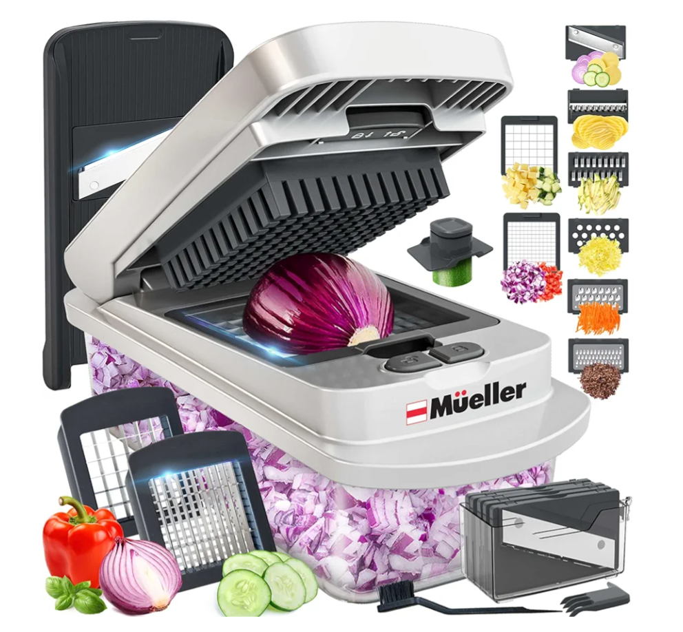 Mueller Pro-Series 10-in-1, 8 Blade Vegetable Chopper, Mandoline Slicer, Food Chopper with Container, Fruit Slicer, Kitchen Gadgets & Accessories, Home Essentials