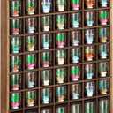 Barydat Shot Glass Display Case Wood Shot Glass shelf holder 56 Compartments Wall-mounted Rustic Bar Cabinet(Brown,1 Pcs)