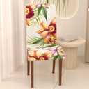 Stretch Dining Chair Covers Set of 2,Floral Print Chair Covers,Soft Removable Washable,Pet Friendly Furniture Protector,Universal Chair Slipcovers for Home, Kitchen,Ceremony Dining Room Seat (Whitephalaenopsis Orchids)
