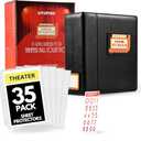 UTOPISH Show-Bill Binder with Sleeves – Large 4” Theater Program Holder with 35 Sheet Protectors and Numbering Stickers Included - Broadway Gift with Full-Color Logo and Numbering Panel