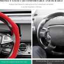 Car Steering Wheel Cover, 15 Inch Anti-Slip Suede Steering Wheel Protector with Comfortable Grip, Breathable Sporty Auto Wheel Wrap Universal Fit for Most Cars Trucks SUVs (Red)