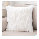 Rex Rabbit Fur Throw Pillow Covers Soft Decorative Fluffy Luxury Animal Skin Fur Lumbar Pillow Cushion Cover Case with Hidden Zipper for Sofa, Bedroom, Living Room Home White, 2 Pack