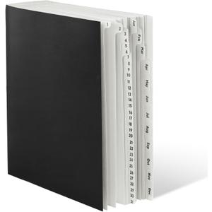 Amazon Basics Expandable Desktop File Sorter, Daily & Monthly Paper Organizer, Letter Size, Black