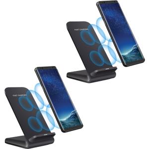 Wireless Charger(Stand),2 Pack 20W Fast Wireless Charging Stand for Samsung Galaxy S24/S24+/S24 Ultra/S23/S22/S21/S20/S10/Note,for Google Pixel 8/7/6, for LG and More. (Black-01)