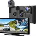 CARPURIDE W903S Wireless Carplay & Android Auto Screen with 3 Channel Dash Cam, 4K Front &1080P Rear, 1080P Infrared Cabin Camera for Cars with 64GB Card, Loop Recording, Bluetooth