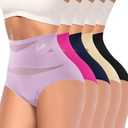 MIOTAN Women's High Waisted Underwear Postpartum Stretch Full Coverage Breathable Briefs 5 Packs Panties L