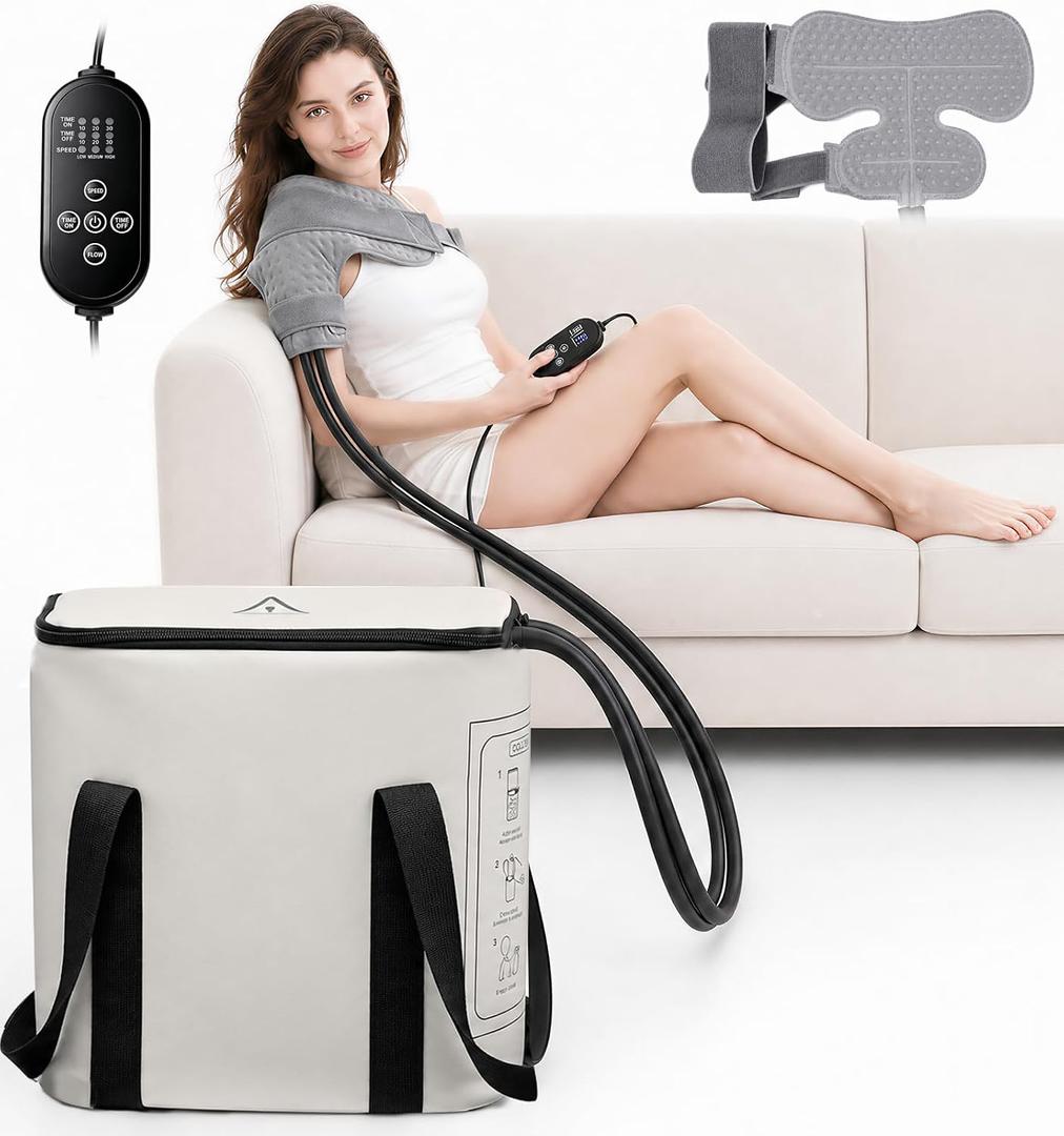 Ice Machine for Shoulder After Surgery, Portable Leak-Proof Cold Therapy Machine with Programmable Timer Quiet Pump, Long Lasting Cryotherapy System for Rotator Cuff & Shoulder Replacement Pain Relief