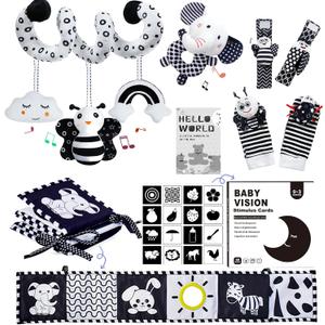 Black and White Sensory Toys for Babies,Montessori Toys for Babies,High Contrast Baby Toys for Toddlers Kids Early Learning Newborn Brain Development Toys Baby Gifts, Medium, Small
