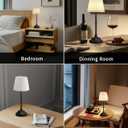 KDG Portables Cordless Table Lamp, Fabric Shade Desk Lamp, 5000mAh Rechargeable Battery Powered Lighting, Dimmable Light for Dining Room, Bedroom, Bedside, Bar, Night Light, Camping, Balcony (Black)