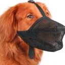 Mayerzon Dog Muzzle, Patented Soft Mesh Muzzle for Small Medium Large Dogs for Scavenging Biting Licking and Chewing, Allows to Pant and Drink (M, Black)
