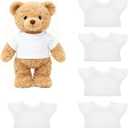 Angoily 5Pcs Bear Clothes for Stuffed Animals, Soft Plush T-Shirts with Easy Round Neck, DIY Outfits for 5-8 Inch Bears, Vivid Costumes for Creative Play (13.50X8.00X0.10CM)