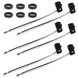 LP1970 Phenolic Candelabra Socket, Light Socket, E12 Socket Light, Bulb Socket, E12 Lamp Socket with 1.25 Inch Shoulder Screw Ring, 6 Inch Wire Leads, 6Pcs