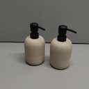 2pcs/Set Beige Hand Soap Dispenser Sets,Resin Liquid Soap Dispenser for Bathroom Countertop,Bathroom Lotion Dispensers-10.6oz.