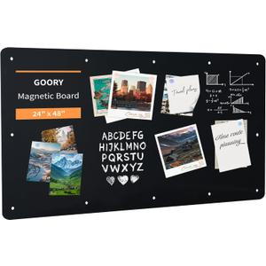 GOORY Magnetic Wall Board - 24" x 48" - Memo & Vision Bulletin Board for Home, Office and Classroom - Pre-drilled Mounting Screws Large Frameless Magnet Black Wall Board