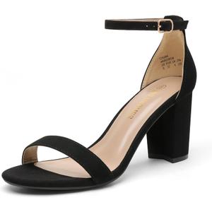 DREAM PAIRS Women's Chunk Low Heel Pump Sandals, 7.5US