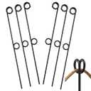 MorningRo 6 Pcs 42'' Double Rope Stakes Black Steel Poles/ Stakes with Loop Fence Poles for Creating a Rope Border Around Flower Beds, Trees, Gardens, Walkways