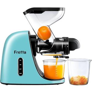 Fretta Juicer Machines Vegetable and Fruit, Cold Press Juicer w/ 3'' Feed Chute,Masticating for High Juice Yield, Unclogging Reverse Function,BPA-Free,200W Quiet Motor