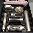8-in-1 Dual Voltage Hot Air Styler & Hair Dryer Brush (100-240V) with Straightener & Curler Attachments, 110,000 RPM Ionic Fast Drying for Frizz-Free Styling, Gifts for Mom Women