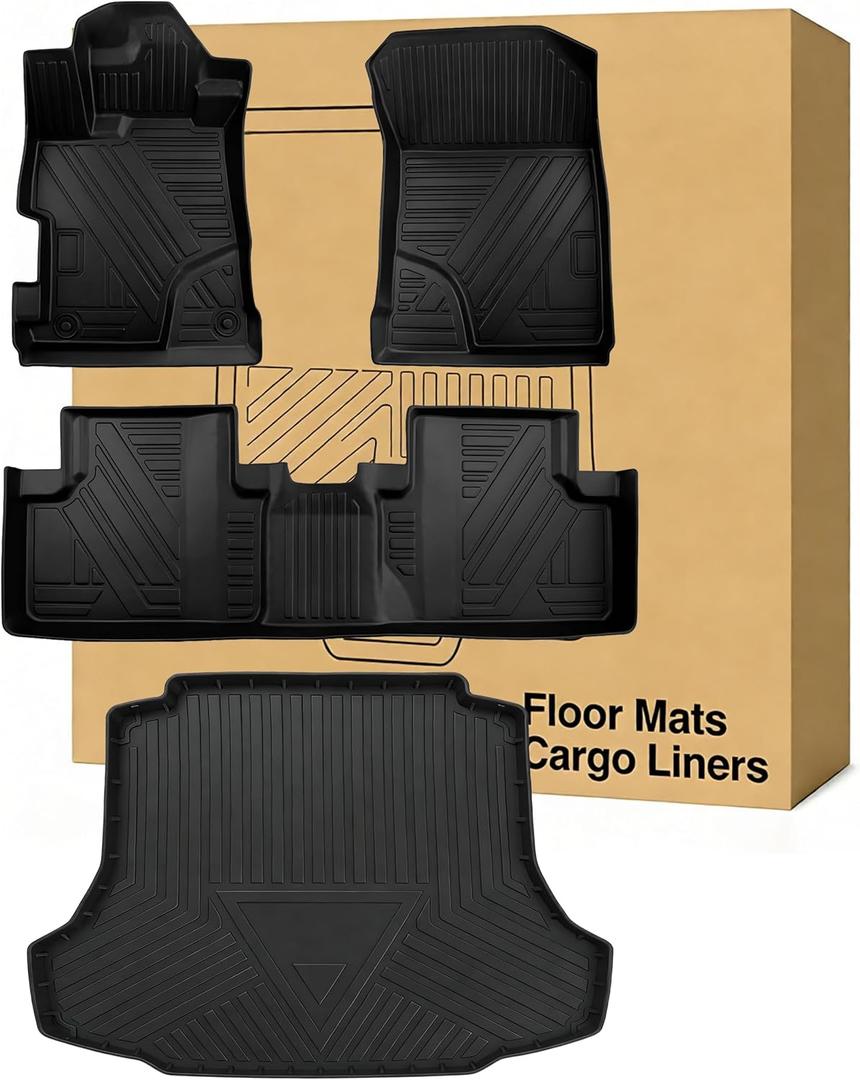 Floor Mats  Cargo Liners Compatible with 2012-2015 Honda Civic SedanAll Weather Waterproof Durable Anti-Slip Odorless Custom-fit Front Rear 2 Rows Back Trunk Tray Full Set Carpet Protection Liner