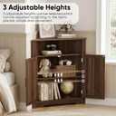 Smuxee Bathroom Corner Cabinet, Floor Corner Storage Cabinet with Fluted Door and Adjustable Shelf, Walnut Narrow Cabinet Organizer for Bathroom, Kitchen, Living Room, 14.5''D x 27.5''W x 31.5''H