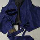 DiBanGu Men's Silk Paisley Vest and Necktie Set 6PCS Pre-tied Bow Tie Formal Waistcoat for Wedding Party (Large, Blue)