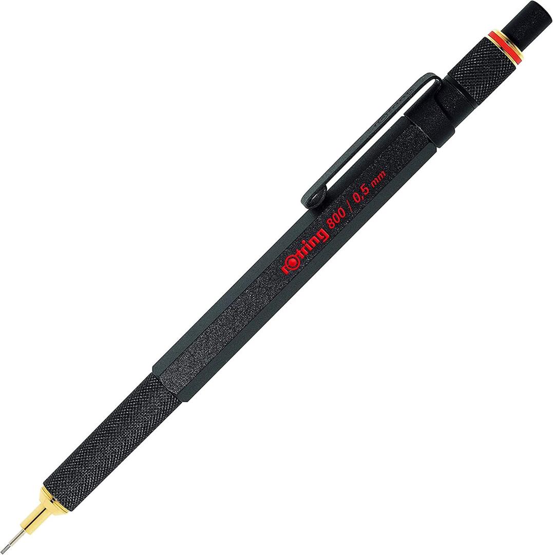 rOtring 800 Retractable Metal Mechanical Pencil, 0.5mm, Black Barrel, Perfect for Drafting, Engineering, Architecture Professionals