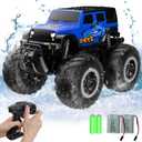 STEMTRON Amphibious Remote Control Car Toys for Boys 2.4GHz 1:16 All Terrain Off-Road RC Car Waterproof RC Monster Truck Kids Pool Toys Remote Control Boat Gifts for Kids Boys (Blue Suv)