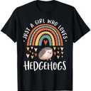 Rainbow Hedgehog Shirt Girls Just A Girl Who Loves Hedgehogs T-Shirt Size L