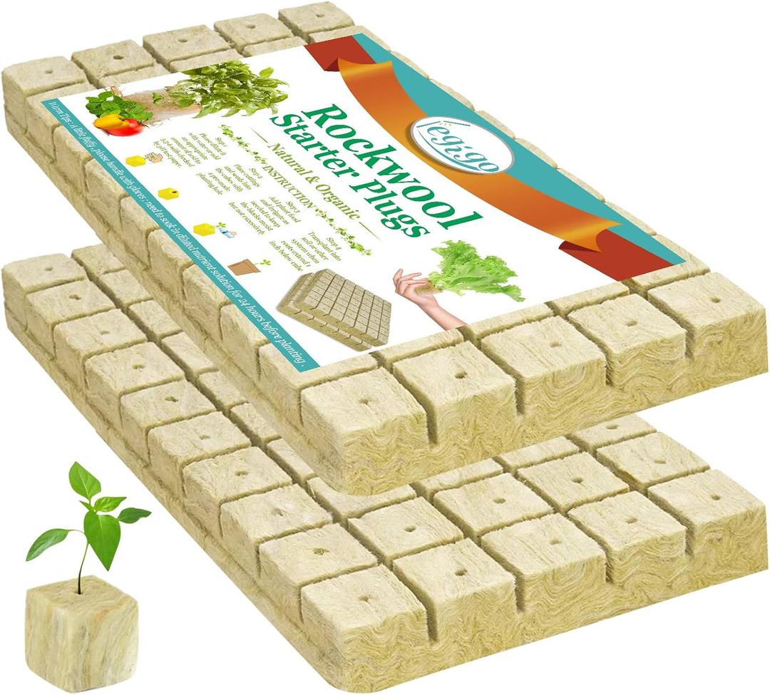 Legigo 1 Inch Rockwool Cubes Seed Starter Plugs for Hydroponics, RockWool Planting Grow Cubes for Hydroponic Tower Garden Soilless Cultivation Plants Germination Cutting Clone (2 Sheet, 100 Plugs)