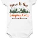 Vieille Baby Boys Girls Bodysuit Short Sleeve Romper Jumpsuit Outfit 0-12 Months (6-9 Months, New to the Camping Crew)